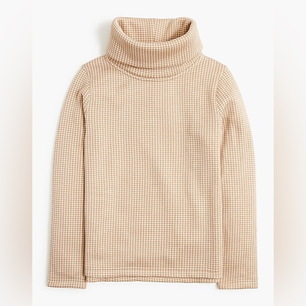 J. Crew Beige Waffle Knit Turtleneck Sweater